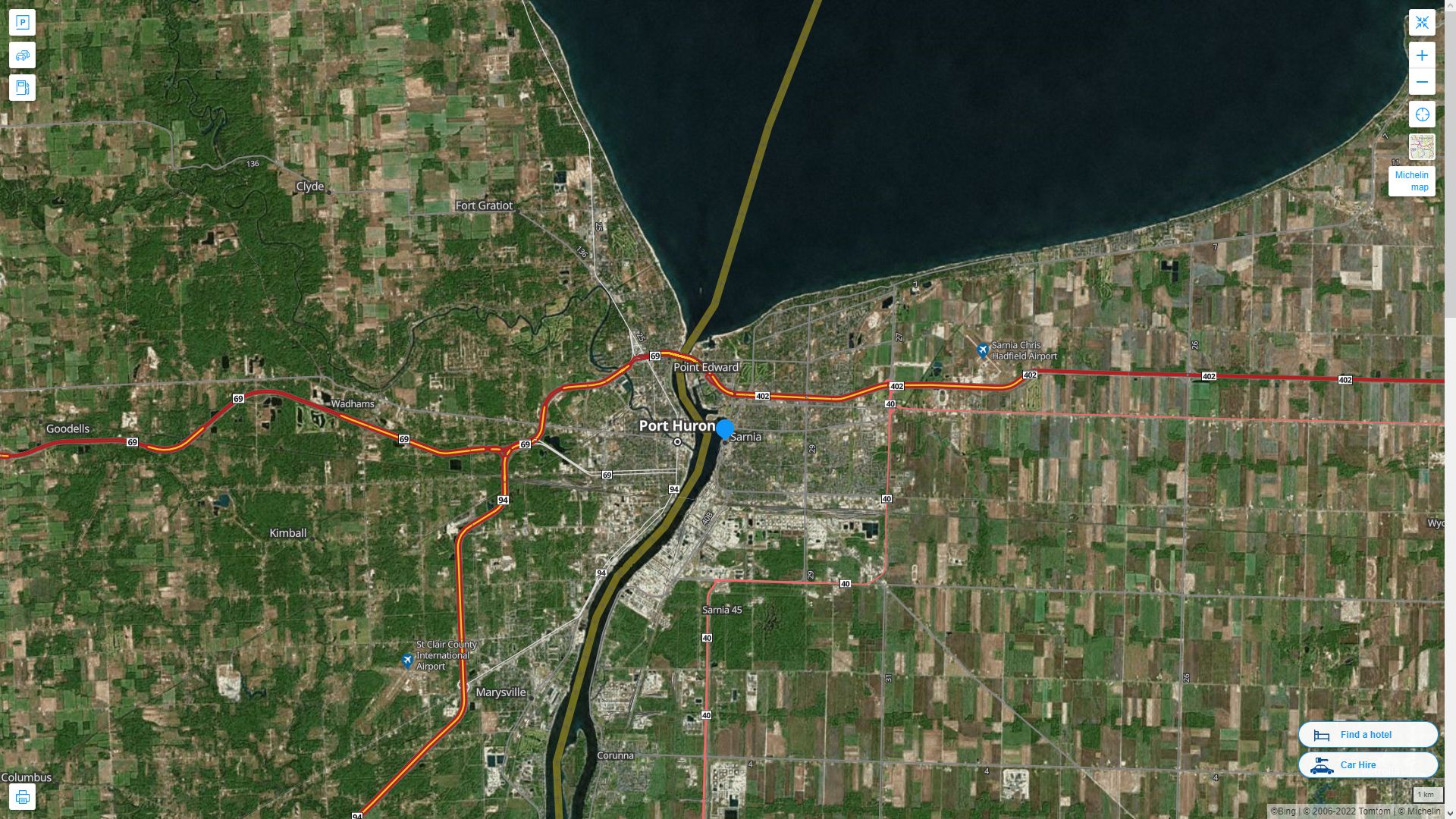 Sarnia Highway and Road Map with Satellite View